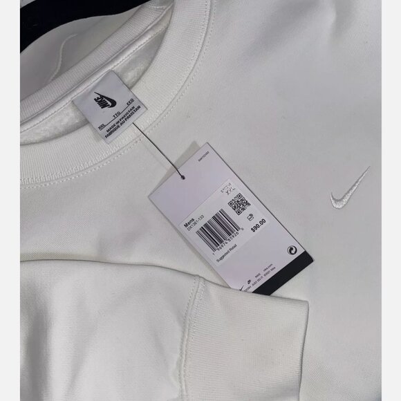 Nike Solo Swoosh Heavyweight Mens Fleece Crew DX1361-133 Sail/White - Picture 3 of 7